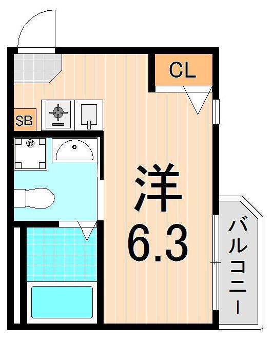 ハーモニーテラス青井VI(ワンルーム/2階)の間取り写真