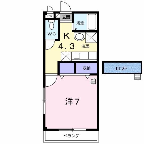 アゼリア HAGA A(1K/1階)の間取り写真