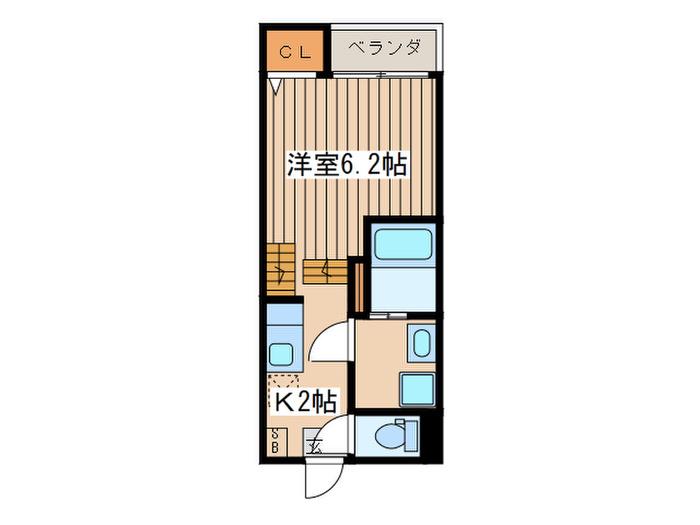 ハーモニーテラス栄II(1K/2階)の間取り写真