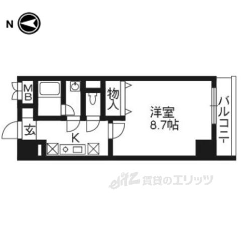 カノン雁金(1K/4階)の間取り写真