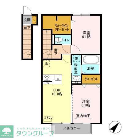 ボナール(2LDK/2階)の間取り写真