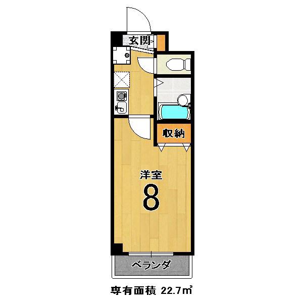 エクシードIII(1K/2階)の間取り写真