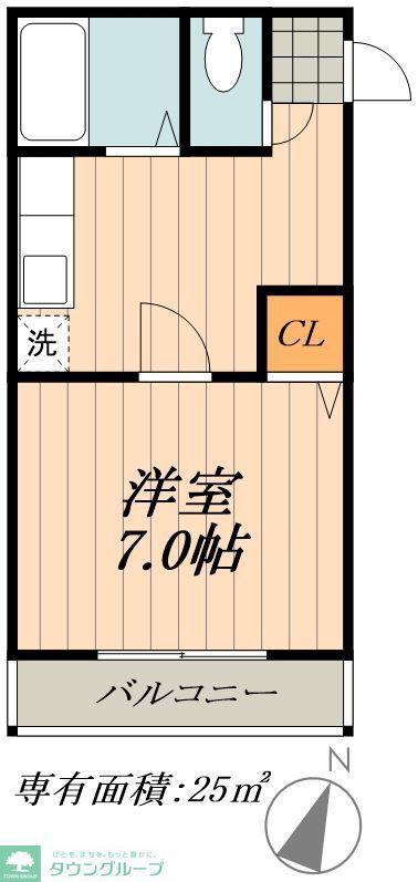 ハイツ山幸(1K/2階)の間取り写真