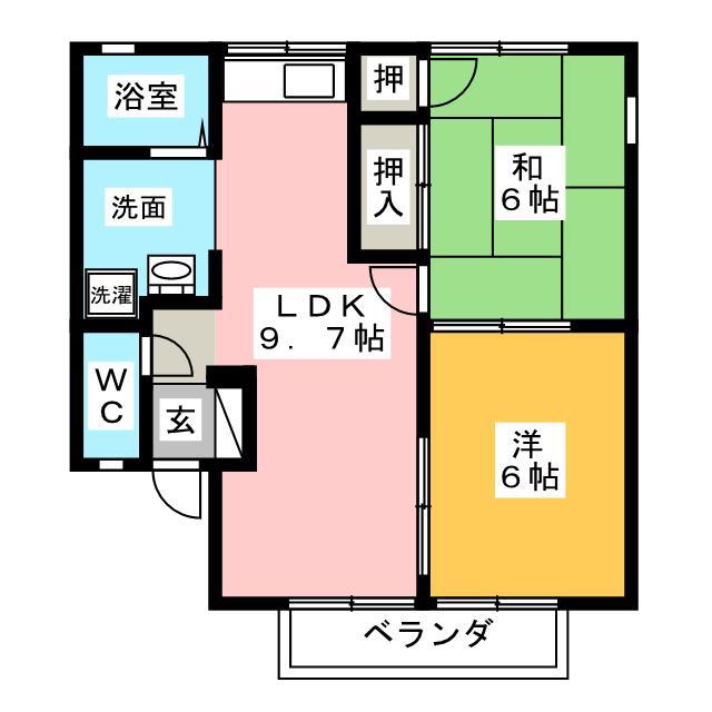 アネックス B棟(2LDK/1階)の間取り写真