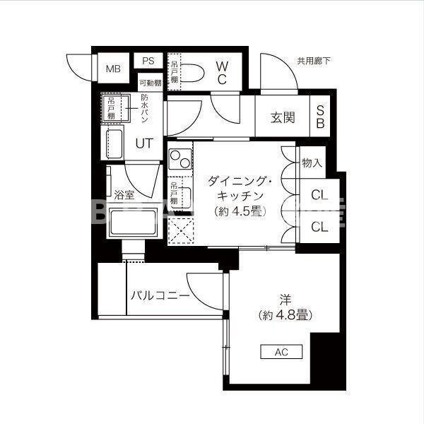 K-COURT谷町四丁目(1DK/2階)の間取り写真
