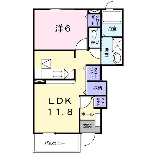 ビリーブ(1LDK/1階)の間取り写真