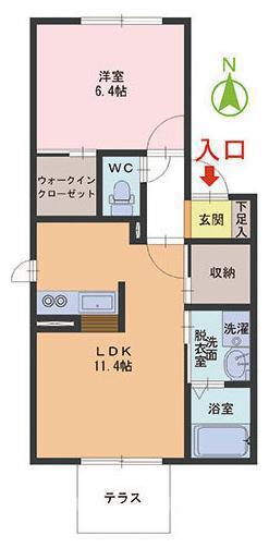 シャーメゾン アコール(1LDK/1階)の間取り写真