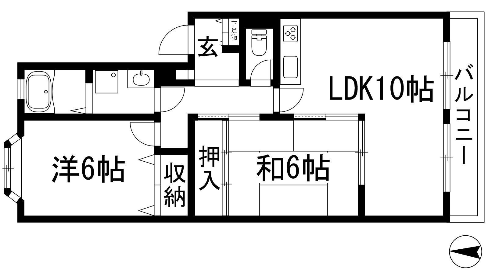 ルミエール山下(2LDK/1階)の間取り写真