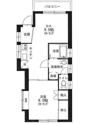 グリーンハイムB(1LDK/2階)の間取り写真
