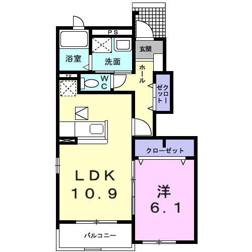 プラシードII(1LDK/1階)の間取り写真