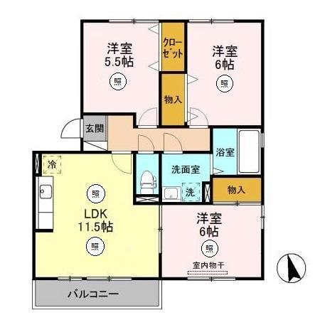 ピュアハウス桜ヶ岡(3LDK/3階)の間取り写真