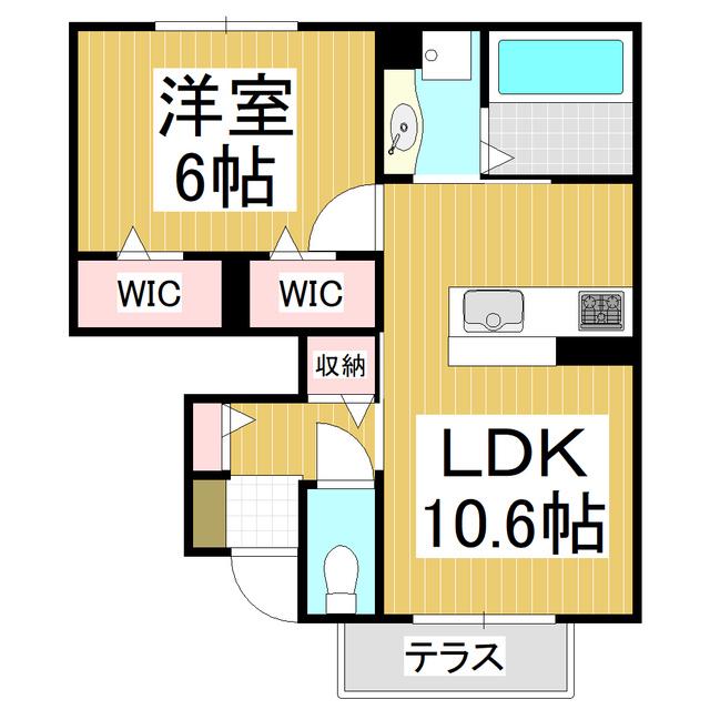 トリシア エンテレイア(1LDK/1階)の間取り写真
