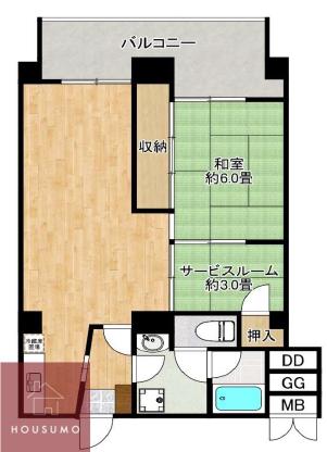 豊中グランドハイツ(1SLDK/7階)の間取り写真