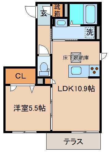 マロニエ太寺(1LDK/1階)の間取り写真