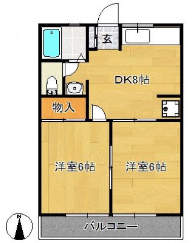 フラットOC宮前平(2DK/1階)の間取り写真
