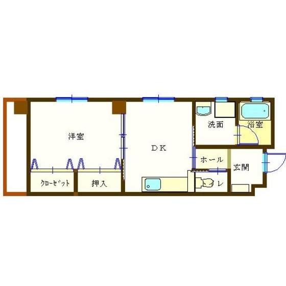 HABITARE更紗(1DK/2階)の間取り写真