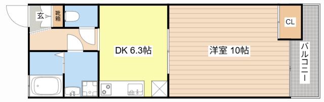シャトー・ル・ラック(1DK/6階)の間取り写真