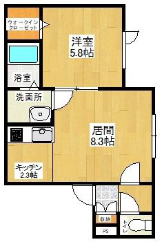ラ ミア カーメラ 千歳(1LDK/2階)の間取り写真