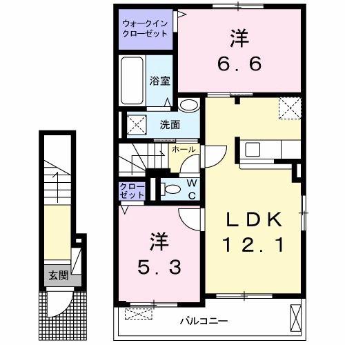ルタン・ザ・サードB(2LDK/2階)の間取り写真