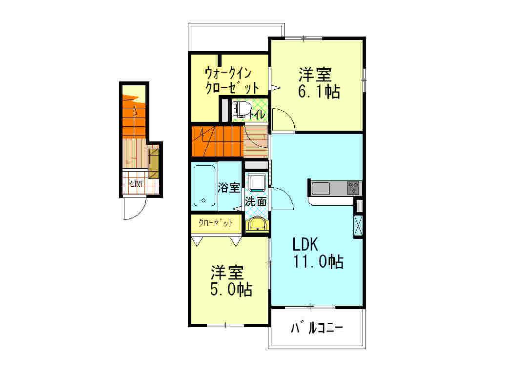 水明郭B(2LDK/2階)の間取り写真