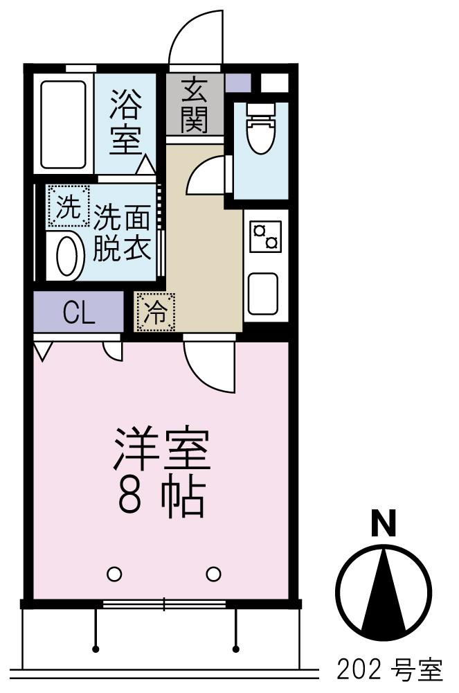 カトル フィール(1K/2階)の間取り写真