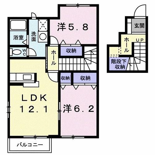 ローズスクエアー(2LDK/2階)の間取り写真