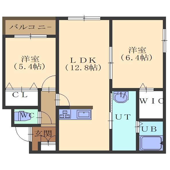 ソレイユ・ルヴァン(2LDK/4階)の間取り写真