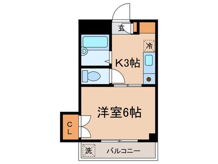 ニュービラ祖師谷(1K/2階)の間取り写真
