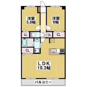 ルミエール(2LDK/1階)の間取り写真