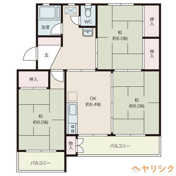 菱野第4(3DK/3階)の間取り写真