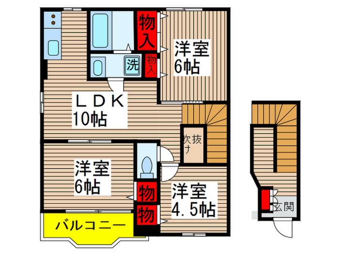 ヴィラパルテール(3LDK/2階)の間取り写真