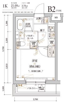 エクレーデ横濱吉野町(1K/7階)の間取り写真