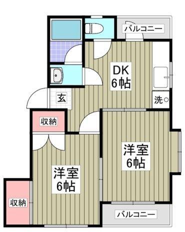 ハイマート小平(1LDK/3階)の間取り写真