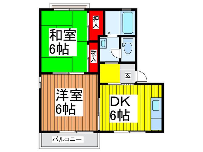 大川ハイツ(2DK/1階)の間取り写真