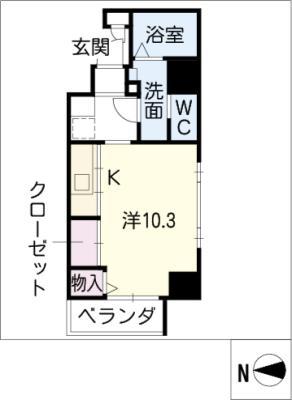 サンステージ桜山(1K/9階)の間取り写真