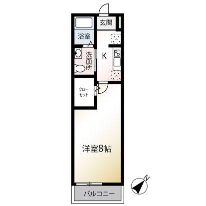 MQUARTO拝島Ⅰ(1K/3階)の間取り写真