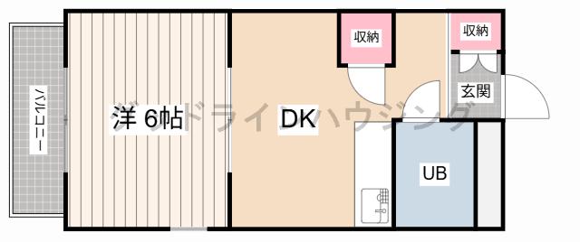 サンハイツ多井田A棟(1DK/2階)の間取り写真
