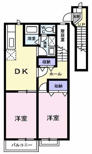 グリーンコーポラスB(2DK/2階)の間取り写真