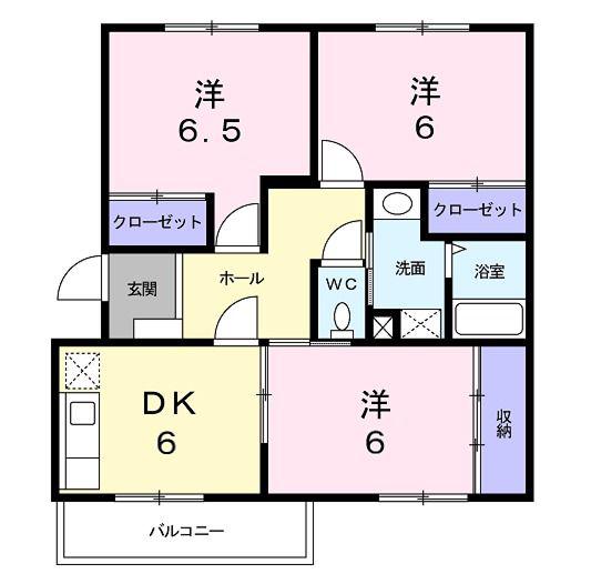 シャトーペガサス(3DK/1階)の間取り写真
