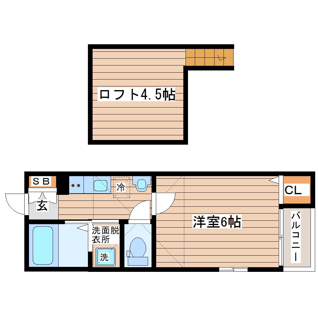 LINK STAGE旭ヶ丘(1K/1階)の間取り写真