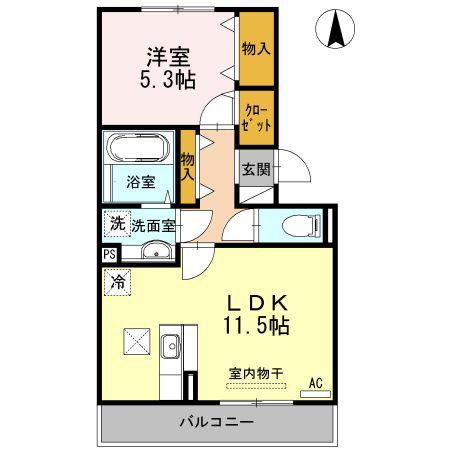 リアン トゥール(1LDK/1階)の間取り写真
