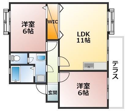 グリーンガーデン稲場A棟(2LDK/2階)の間取り写真