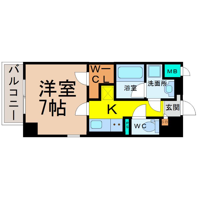 アイボリー(1K/6階)の間取り写真