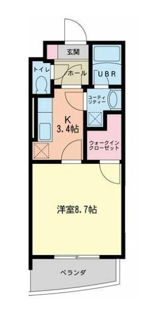 ボヌールB(1K/1階)の間取り写真