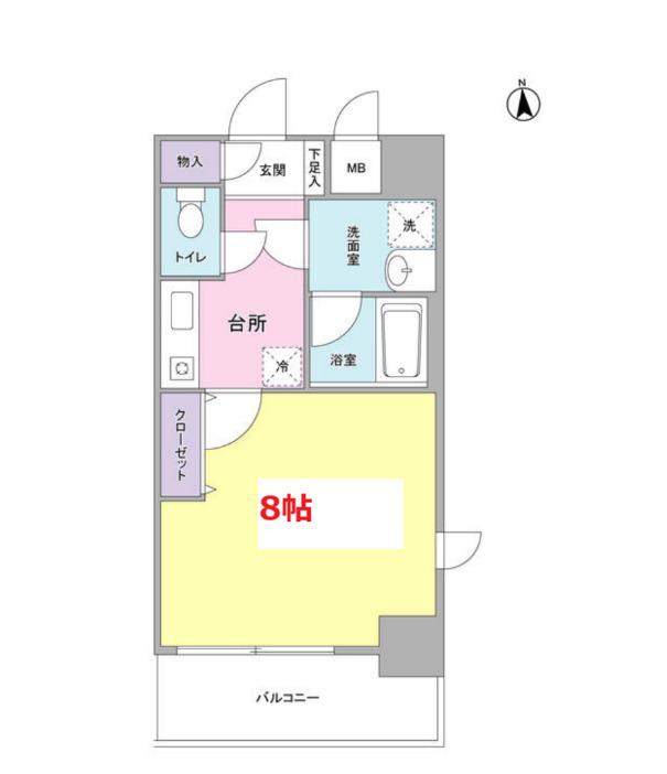 セレーノ品川(1K/4階)の間取り写真