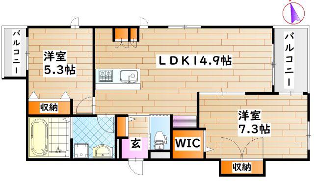 GRAN PEARL(2LDK/2階)の間取り写真