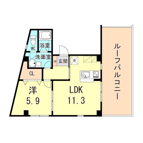 キャメロンプレイス中山手通(1LDK/4階)の間取り写真