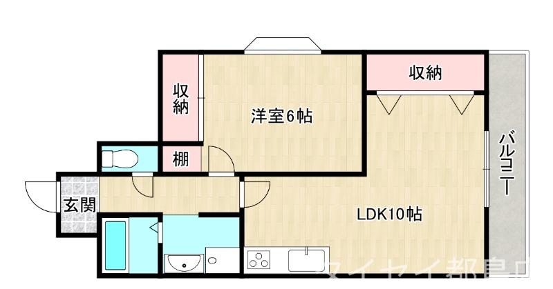 オーロラマンション(1LDK/1階)の間取り写真