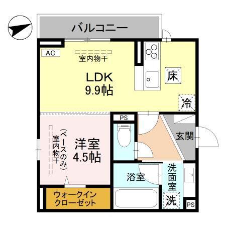 D-ROOM福住B(1LDK/1階)の間取り写真