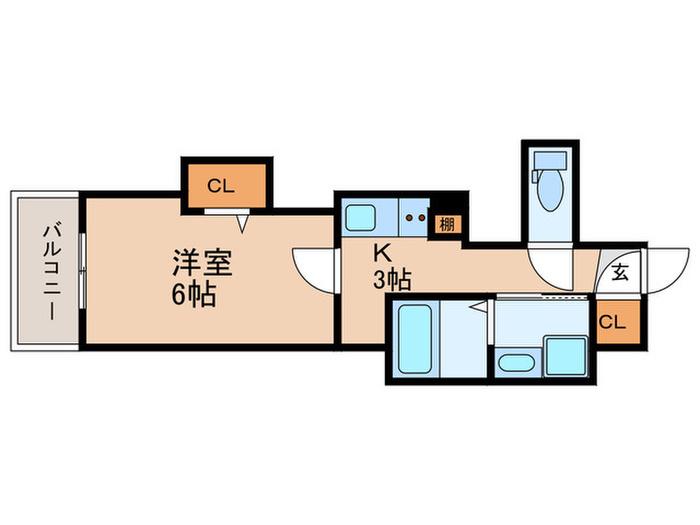 SーRESIDENCE鴨池PRIMO(1K/2階)の間取り写真